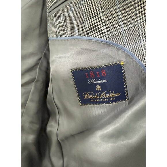 Brooks Brothers Prince Of Wales Check Gray Wool Blazer 42S - Picture 3 of 9